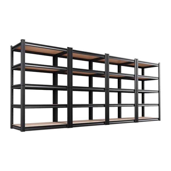 4-Pack Garage Shelving Unit, Heavy Duty Metal Storage Shelves, 71" H x 35" W x 16"D Total Capacity, 5 Tier Adjustable Boltless Steel Rack, Freestanding Organizer for Warehouse, Pantry,Shop, Black