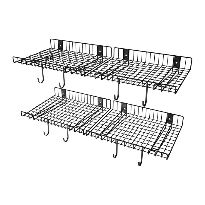 4 Pack Garage Wall Shelf, Wall Mounted Storage Shelves, Heavy Duty Metal Shelves