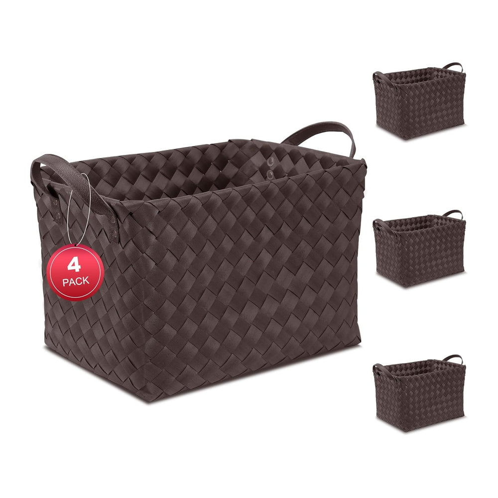 4-Pack Laundry Baskets,Wicker Storage Baskets for Shelves,Coffee