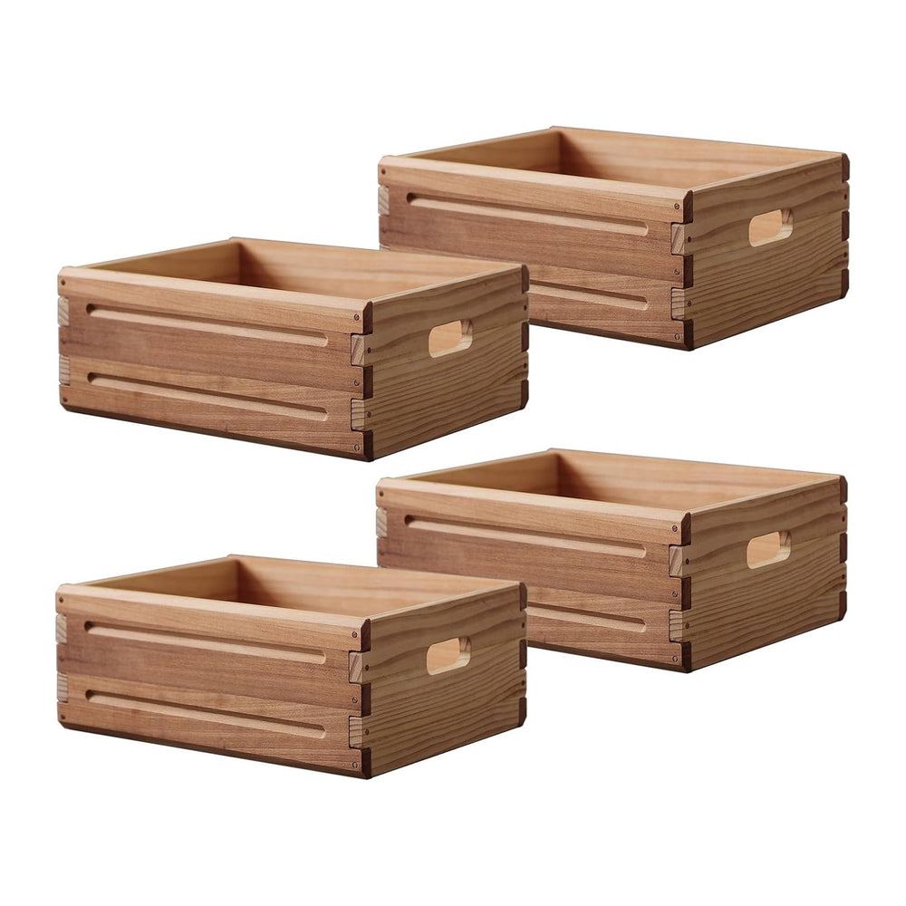 4 Pack Wooden Storage Bins of 16"x12"x6.25".Durable Open Solid...
