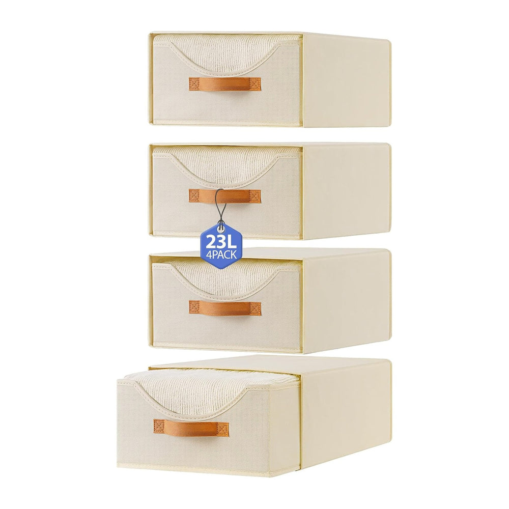 4 Pcs 16.5" Closet Drawers and Large Size Clothes Storage Bins Push-Out ...