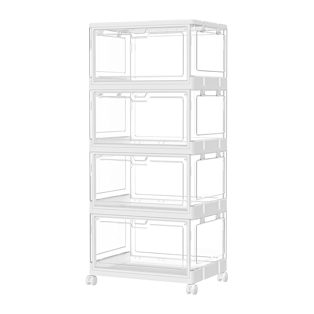 4 Tier Plastic Storage Bins with Lid 23QT, Stackable Storage Containers with ...