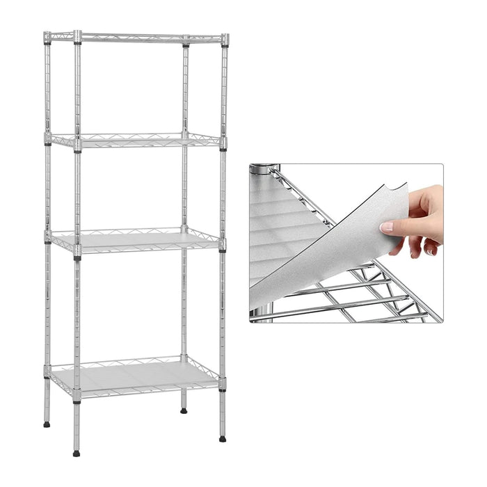 4-Tier Wire Shelving Unit, 600 lb, 18 x 12 x 44 in, Chrome