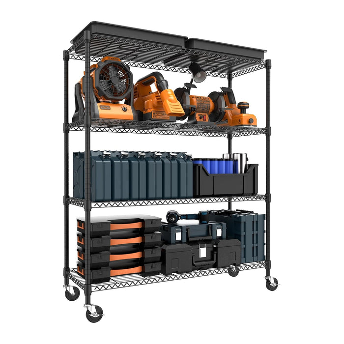 4 Tiers Storage Shelves Load 1400LBS, Metal Shelving Wire Metal Shelving Unit