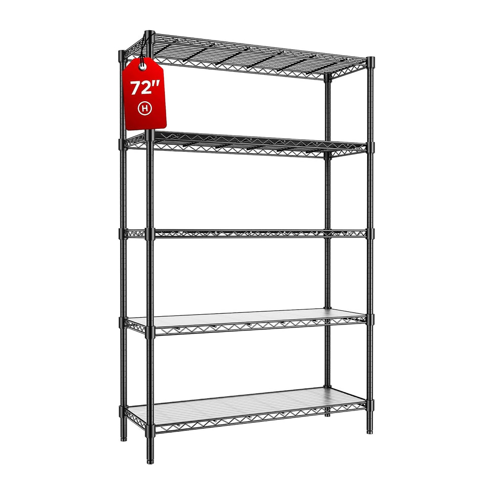 45" W Storage Shelves 5 Tier Wire Shelving, Adjustable Metal Shelving Un...