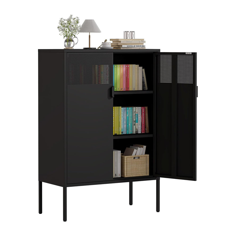 47" Black Metal Storage Cabinet Office Storage Multipurpose Cabinets