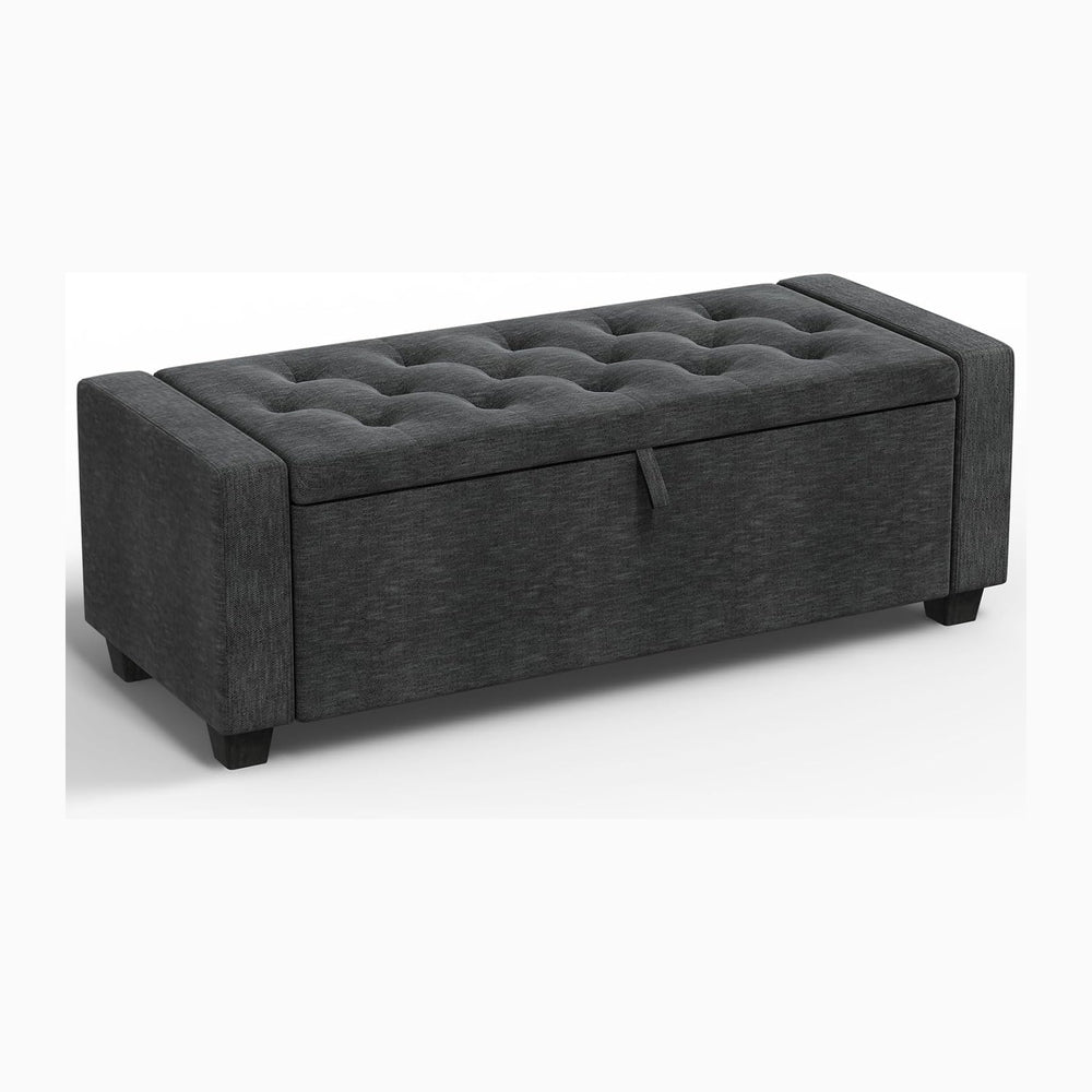 48''Storage Ottoman Bench，Ottoman Foot Rest with Legs，Storage Chest, ...