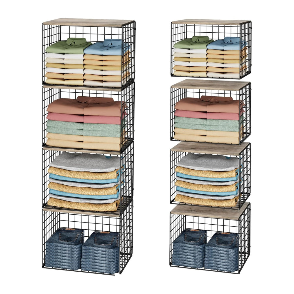 4PCS Wider Closet Organizers and Storage, Stackable Closet Shelf Organizer St...