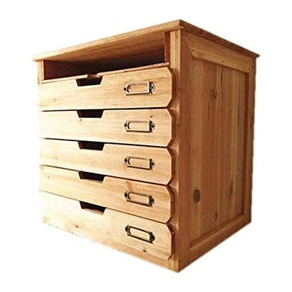 5 Flat Drawer Organizer for Home or Office Desk - Wooden Chest of Drawers - File Organizer with Drawers & 1 Paper Tray Slot - Desk Organizer w/ Storage Drawers & Label Holders - Wood File Box