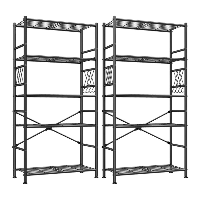 5-Storage Shelves Wire Shelving with Hooks, Metal Shelving Units Shelf Organizer, Wobble-Free Storage Rack with Adjustable Leveling Feet for Kitchen Pantry Laundry Bathroom Dorm,12"D x 30"W x 72"H