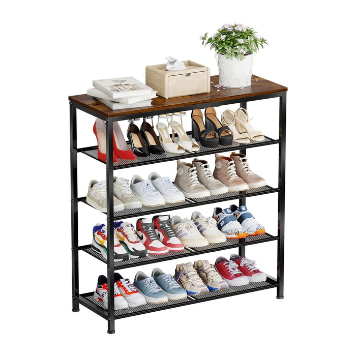 5 Tier Metal Shoe Rack for Entryway, 31" Wide Shoe Storage Organizer
