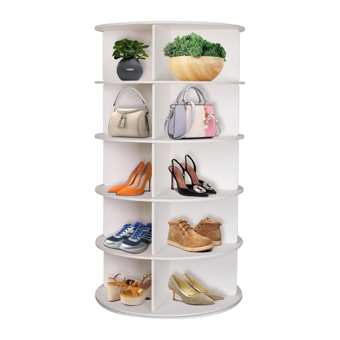 5 Tier Rotating Shoe Rack Tower, 360° Revolving Shoe Organizer, Free Standing Spinning Shoe Rack, Lazy Susan Rotate Shoes Display for Entryway, Fits 20 Pairs of Shoes