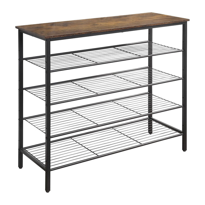5-Tier Shoe Rack Organizer, Metal Mesh Shoe Storage Shelf, for Entryway, Hallway, Closet, Dorm Room, Industrial, Rustic Brown