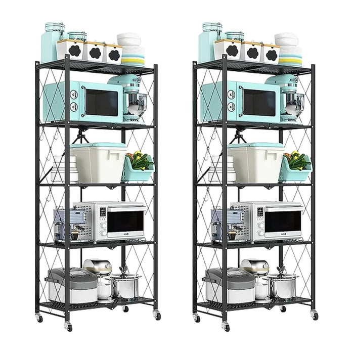 5-Tier Storage Rack Metal Shelving Unit with Wheels Wire Shelf, 2-Pack