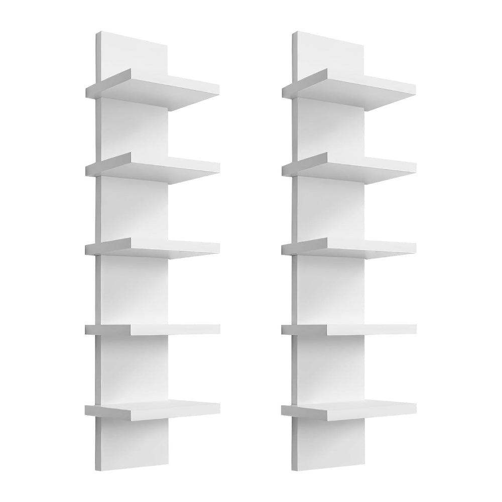 5 Tier Wall Shelf Unit - Lack Floating Shelf White，2 Pack - Narrow Smooth Lam...