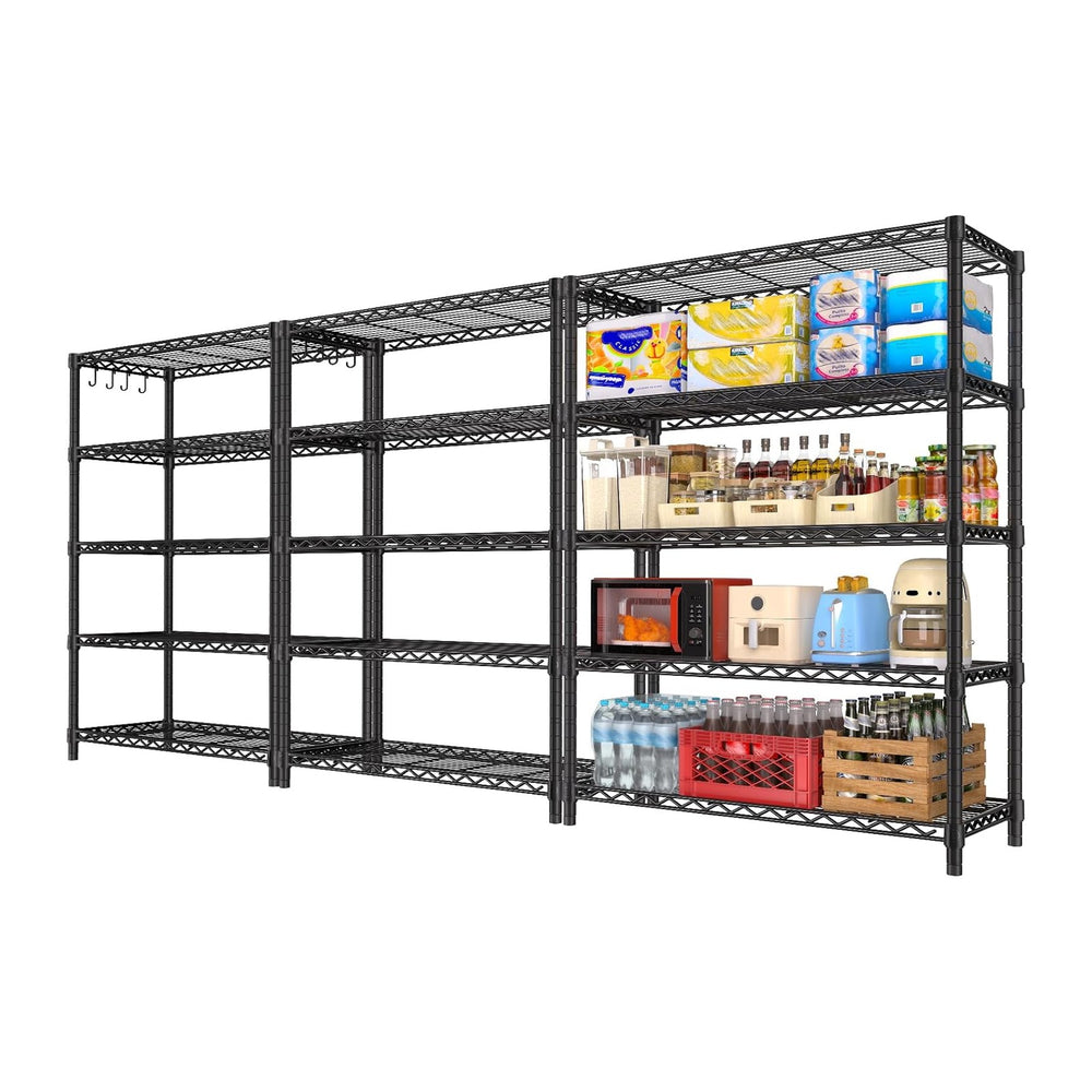 5 Tier Wire Metal Shelving: Adjustable Pantry Storage Shelves, NSF Bakers Rac...