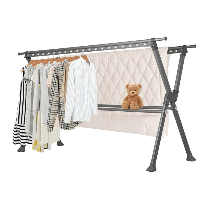 50.3-91.3 Inches Clothes Drying Rack, Aluminum Alloy Clothes Drying Rack, Adjustable Length Foldable Laundry Rack with Strong Anti - Slip & Load - Bearing, Suitable for Indoor Balconies