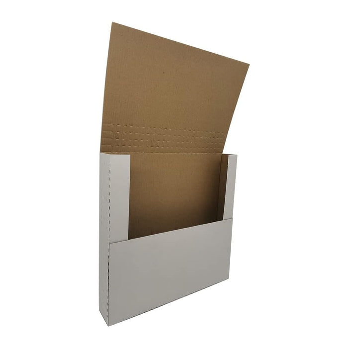50 Pack 12‘’ Vinyl Record Mailers, 12.5x12.5x2'' Easy-Fold Height adjustable Box Mailers, for Shipping Mailing 12 inch Lp Album, Corrugated Cardboard, White (W1212E50)
