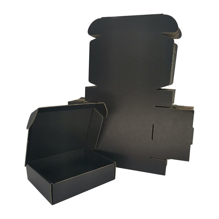 50 Pack 7x6x2'' Small Shipping Boxes, Black Corrugated Cardboard Mailers for Mailing Packaging Business (BK762-50)