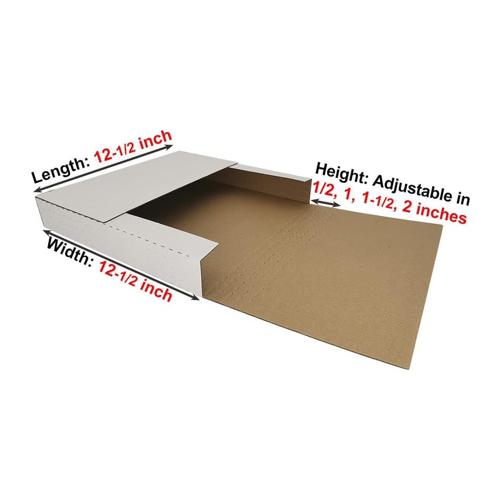 50 Pack Vinyl Record Mailer, 12.5x12.5x2" Deep Adjustable for 1-6 LPs
