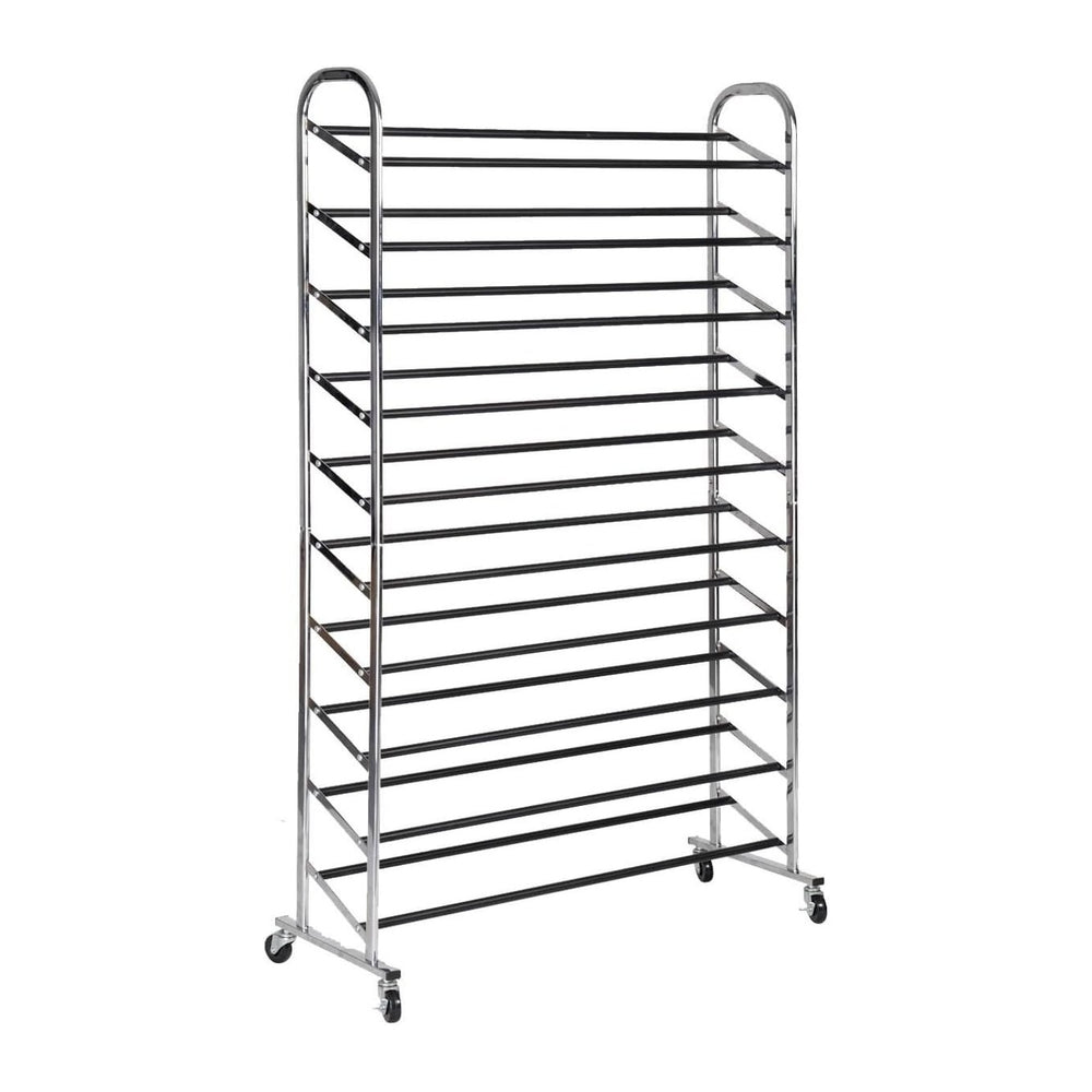 50 Pair Free Standing 10 Tier Shoe Tower Rack Chrome Metal Shoe Rack New
