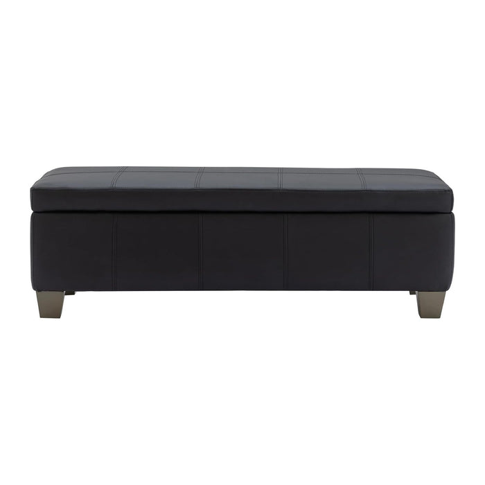 51 Inch Black Faux Leather Ottoman