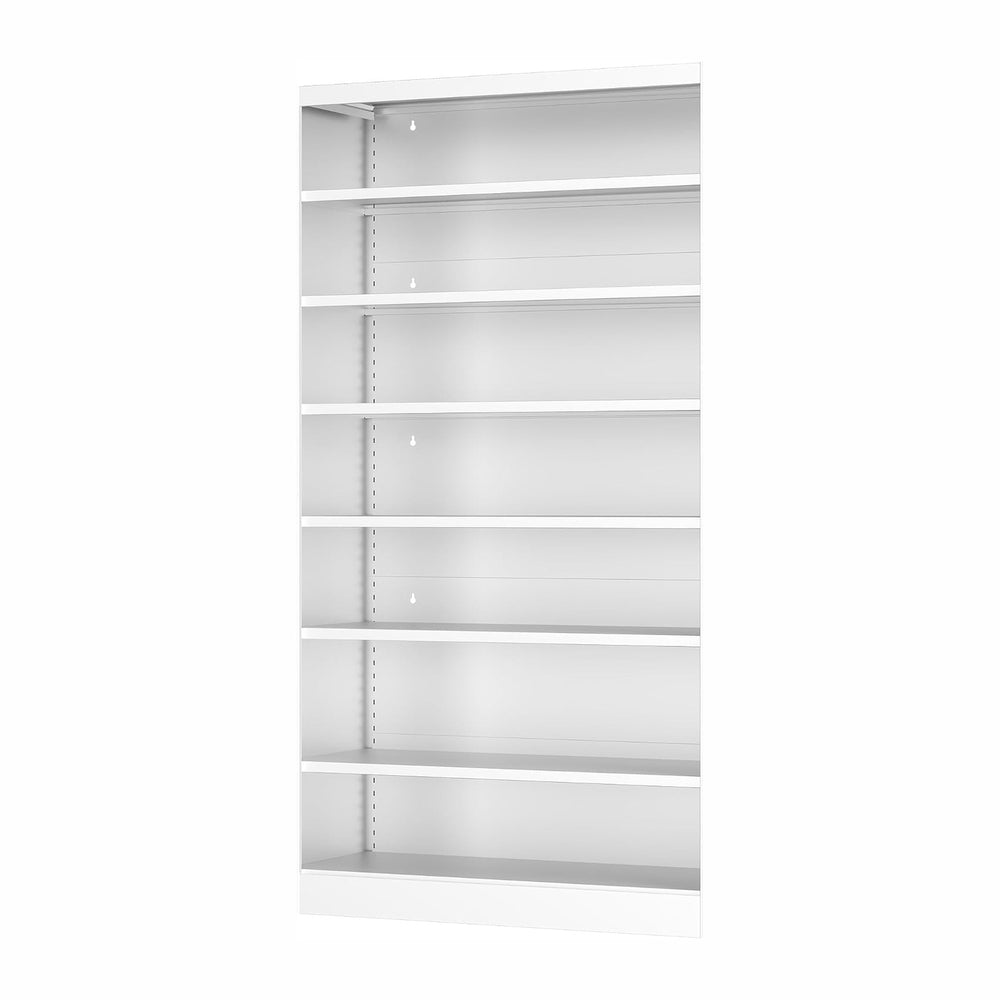 55" Metal Shoe Cabinet with Back Panel, 6 Adjustable Shelves (White)
