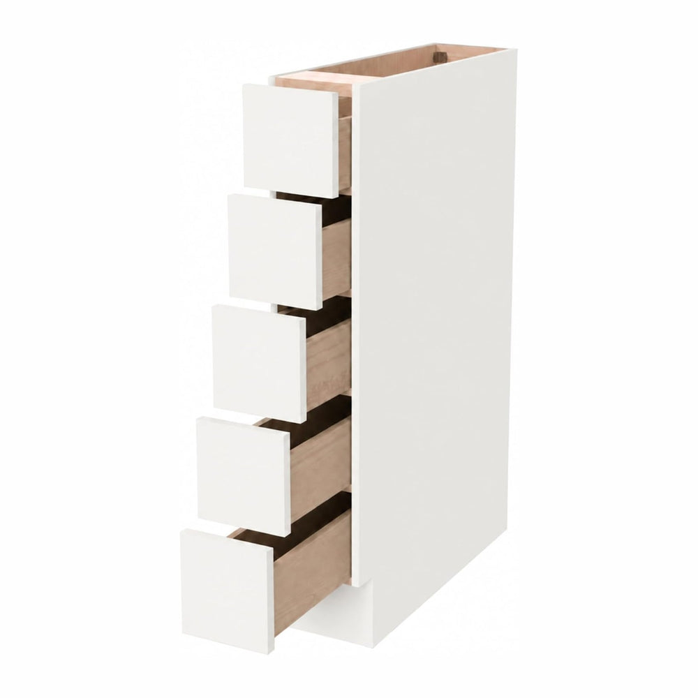 6 Inch Narrow Kitchen Cabinet with 5 Drawers (Dov White, Shaker)