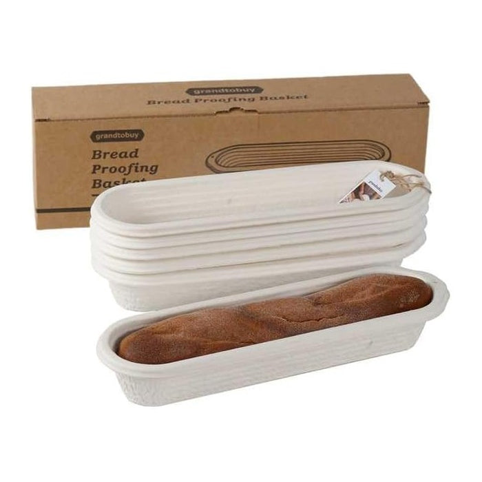 6-Pack 15 Inch Long Baguettes Proofing Basket Sourdough Banneton with Liner