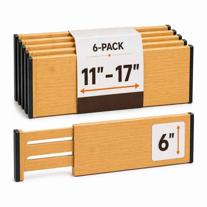 6-Pack Drawer Dividers 6-Inch High Dresser Drawer Organizer 11.5 to 17 Inch