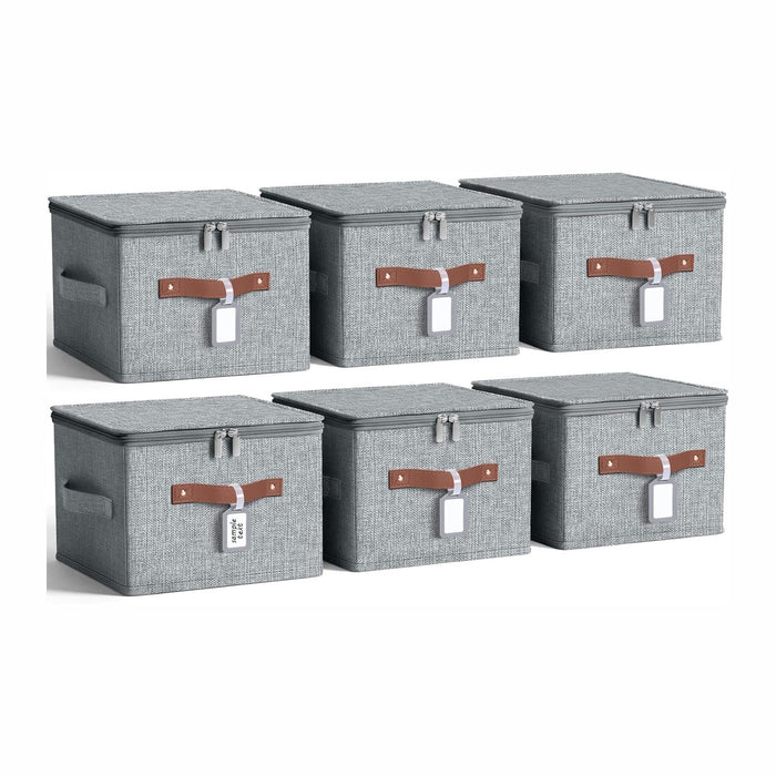 6 Pack Fabric Closet Storage Bins with Lids, 10×8×7 in, Gray