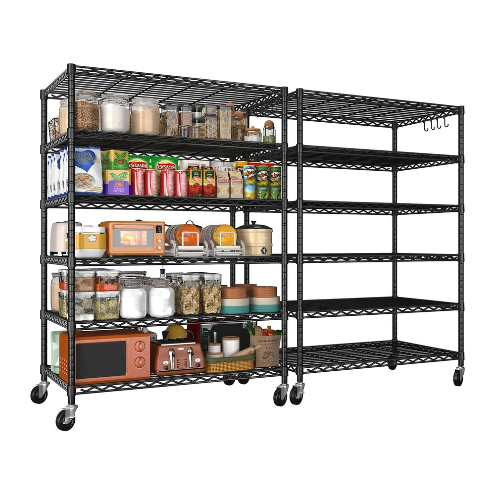 6 Tier 36" W x 18" D x 78" H Rolling Wire Metal Storage Shelve...