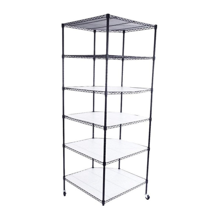 6 Tier Wire Shelving Metal Storage Rack Adjustable Shelves, Standing Storage Shelf Units for Laundry Bathroom Kitchen Pantry Closet (Black1-6 Tier-with Wheels)