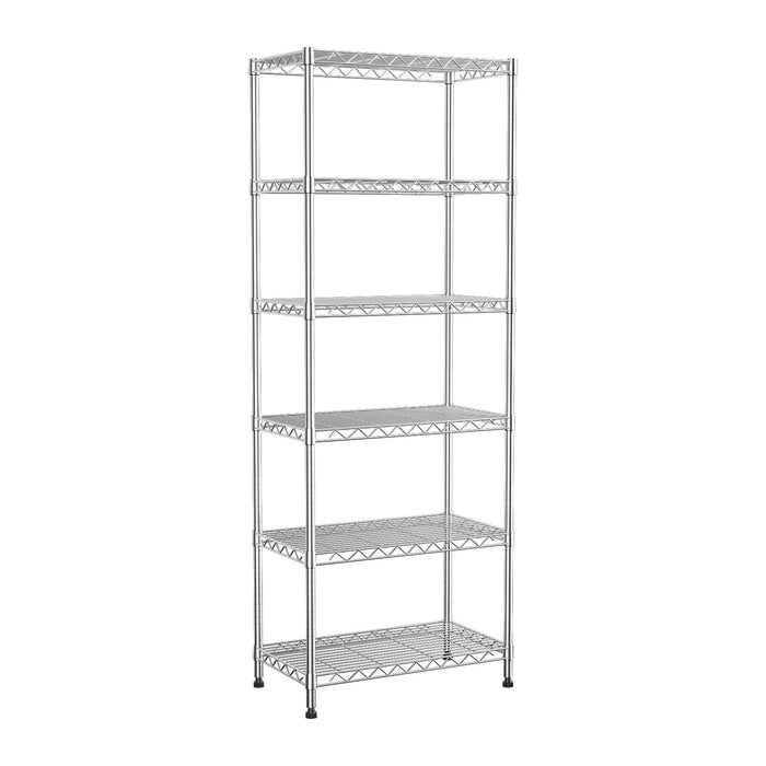6-Tier Wire Shelving Unit,Metal Shelf Racks with Lockable Wheels,Chrome
