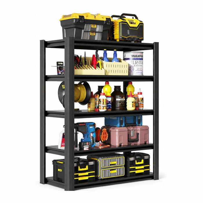 63" H Garage Shelving, Heavy Duty Storage Shelves, Garage Storage Shelves, Adjustable 5 Tier Metal Shelving Unit, Utility Shelves for Warehouse Backyard, 63" H×31.5" W×16" D