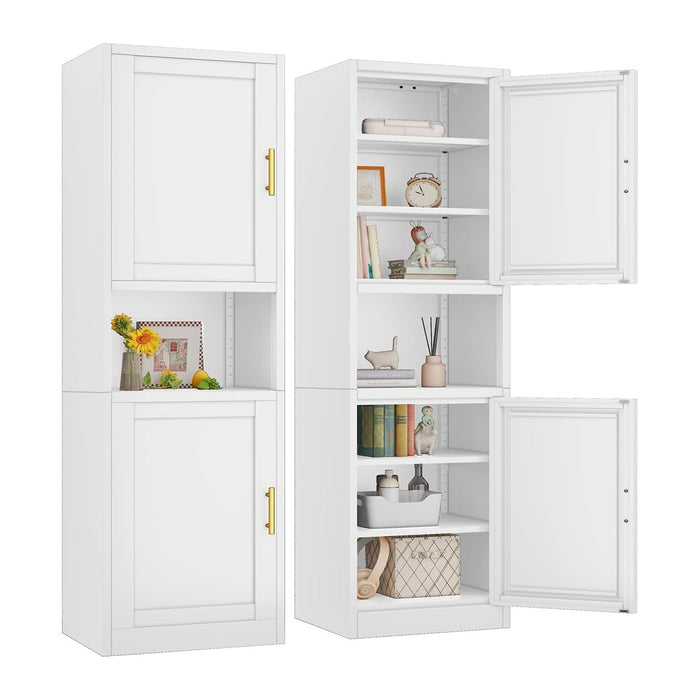 67" Tall Narrow Bathroom Storage Cabinet, Metal Pantry Cabinet, White