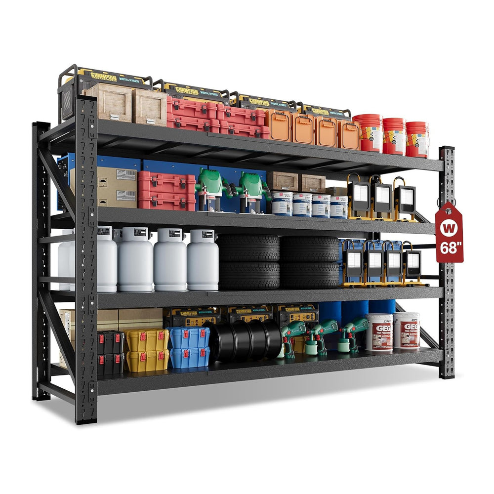 68" Wide Industrial Storage Shelves, 8000LBS Garage Shelving Heavy Duty,...