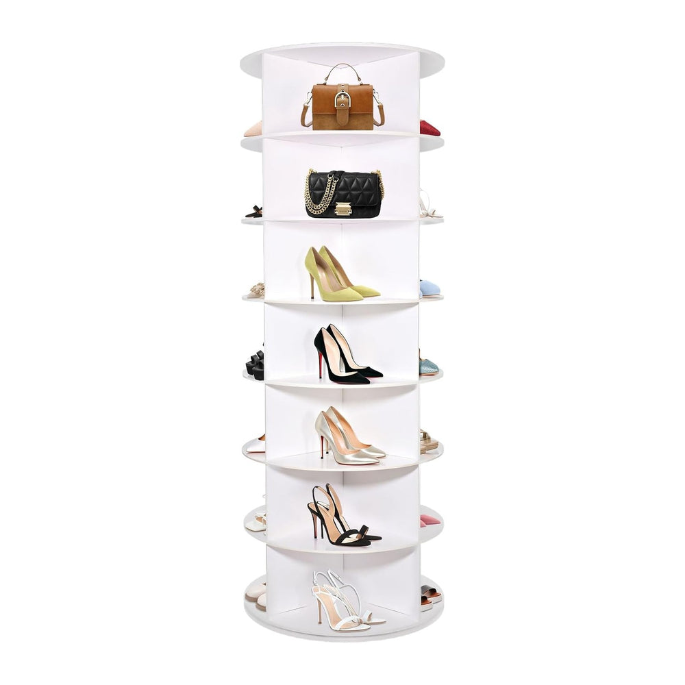 7 Tier Rotating Shoe Rack Tower, Revolving 360 Shoe Rack Storage Round Carous...