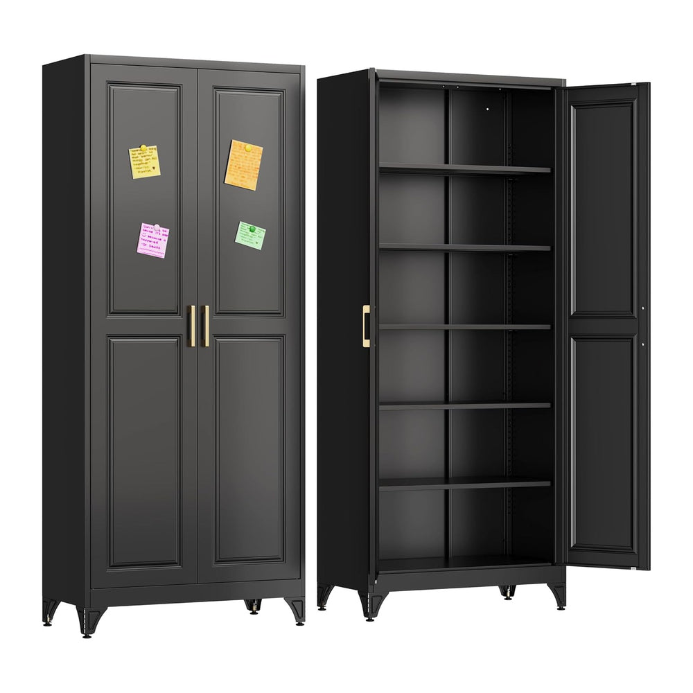 75" Metal Storage Cabinet, Garage Cabinet with Doors and Shelves