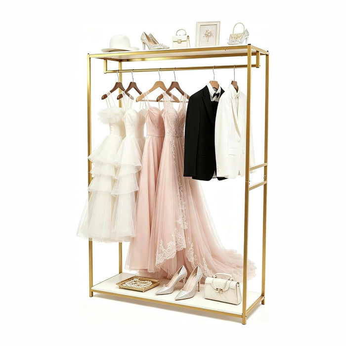 75" Tall Gold Clothing Garment Rack Boutique Retail Display Stand