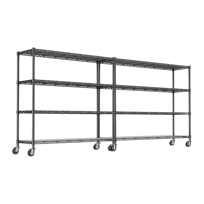 76.77" H Storage Shelves 1500LBS Metal Shelving Unit with Wheels, Adjustable Garage Shelving Heavy Duty Wire Rack with Liners for Pantry Warehouse Commercial, 48" W x 18" D x 76.77" H, 2 PCS