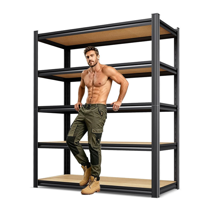 78''H Storage Shelves, Wood Garage Shelving,Adjustable Heavy Duty Shelving Unit,5T Tall Garage Shelves，Wood Metal Standing Shelf Units,Utility Rack for Kitchen 78''H*45.6''W*19.7''D