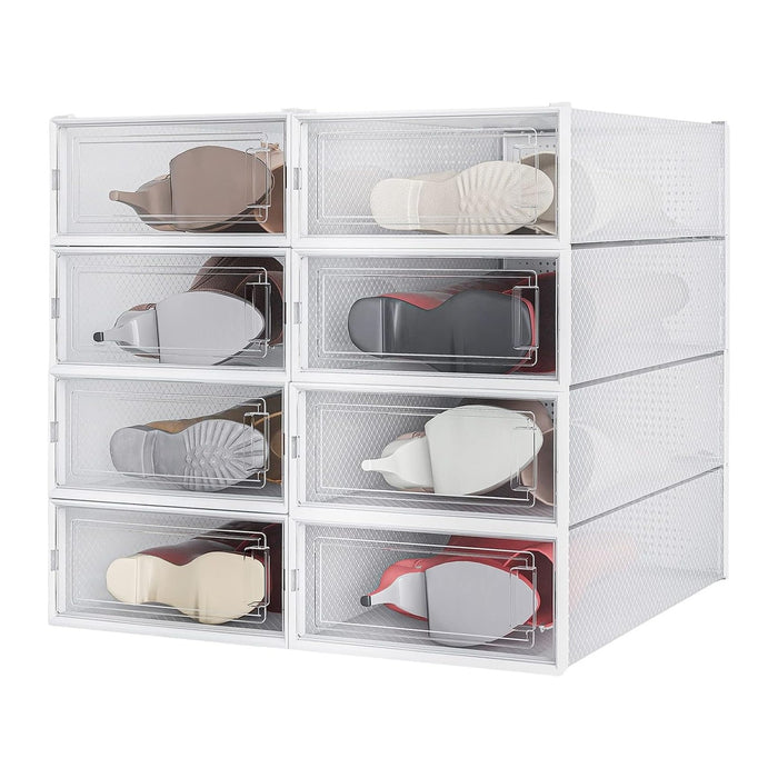 8-Piece Boot and Shoe Storage Box, Stackable Clear Plastic Shoe Box, Space-Saving Shoe Organizer for Boots, Sneakers, and High Heels, Clear