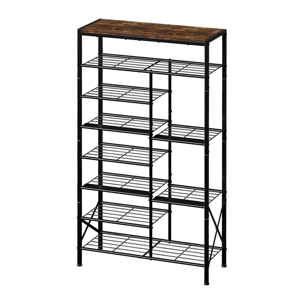 8-Tier Shoe Rack, Boot Storage for Closet, Rustic Brown