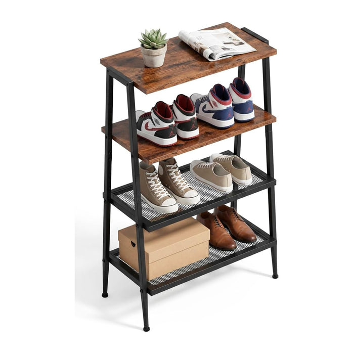 A-Shaped Shoe Rack, 4-Tier, Holds 8 Pairs, Compact Entryway