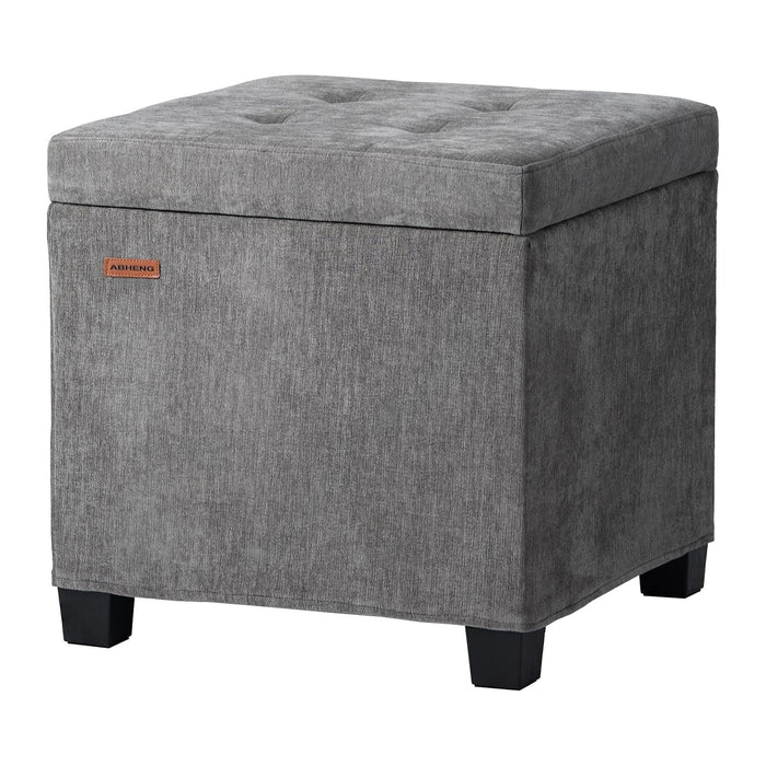 ABHENG Steel Frame Square Ottoman with Storage Gray UASND641G