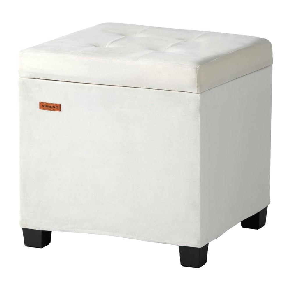 ABHENG Steel Frame Square Ottoman with Storage Off White UASND64W