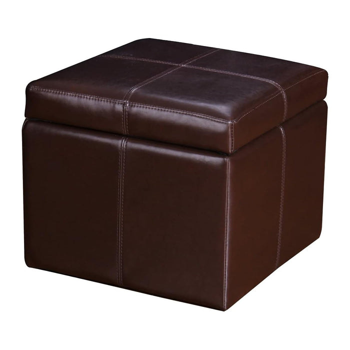 Adeco 17.7" Leather Cube Storage Brown Ottomans