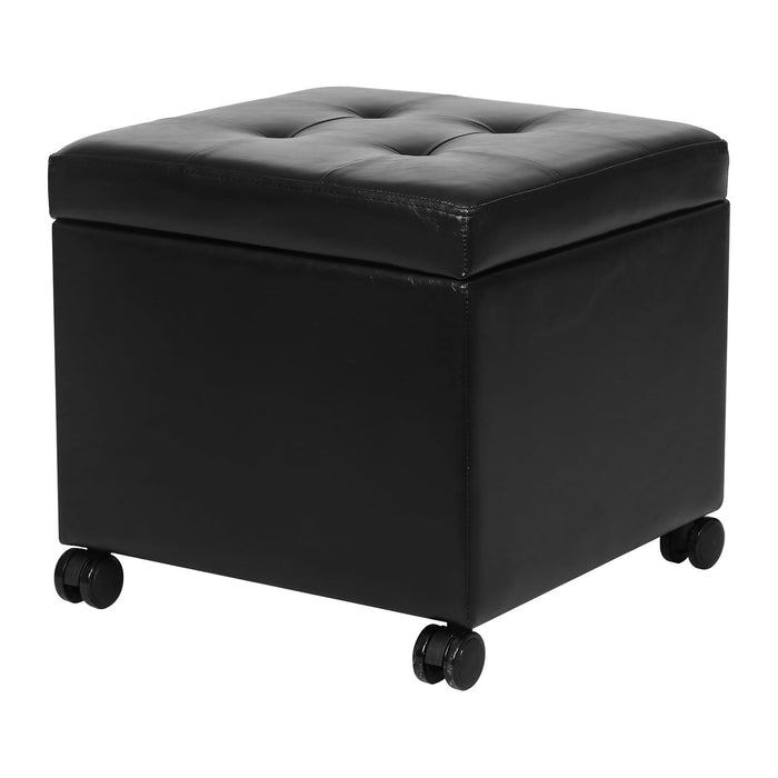 Adeco 17.7" Leather Ottoman