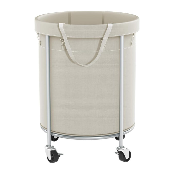 Aduanbang 170L Laundry Basket with Wheels, Rolling Hamper with Removable Bag & Steel Frame, Round Laundry Cart with 4 Casters & 2 Brakes, Ideal for Bedroom, Bathroom & Laundry Room
